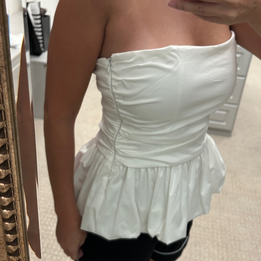 Zara White Strapless Peplum Top - Picture 4 of 4
